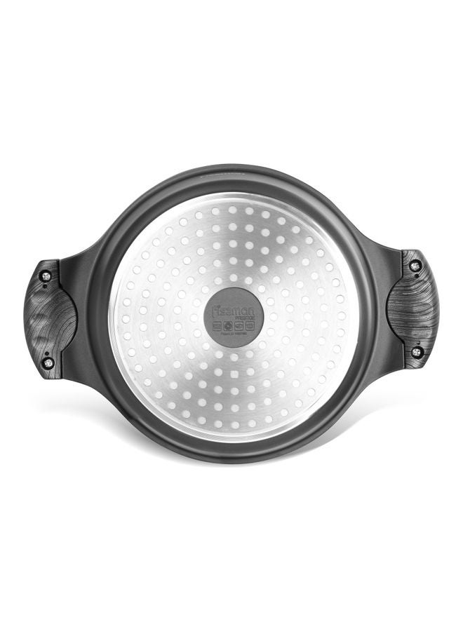 Aluminium With Non-Stick Coating Stock Pot With Glass Lid And Induction Bottom 2.4L Black 20x9.5cm