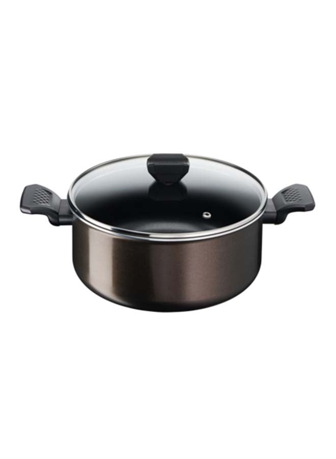 Aluminium Non Stick G6 Easy Cook N Clean Stewpot With Glass Lid Black 24cm