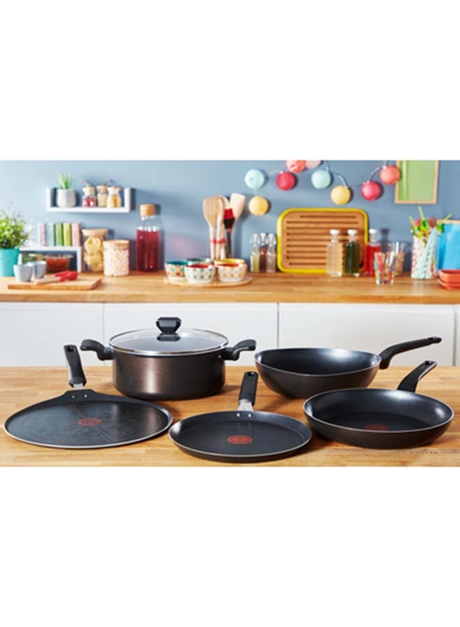 Aluminium Non Stick G6 Easy Cook N Clean Stewpot With Glass Lid Black 24cm