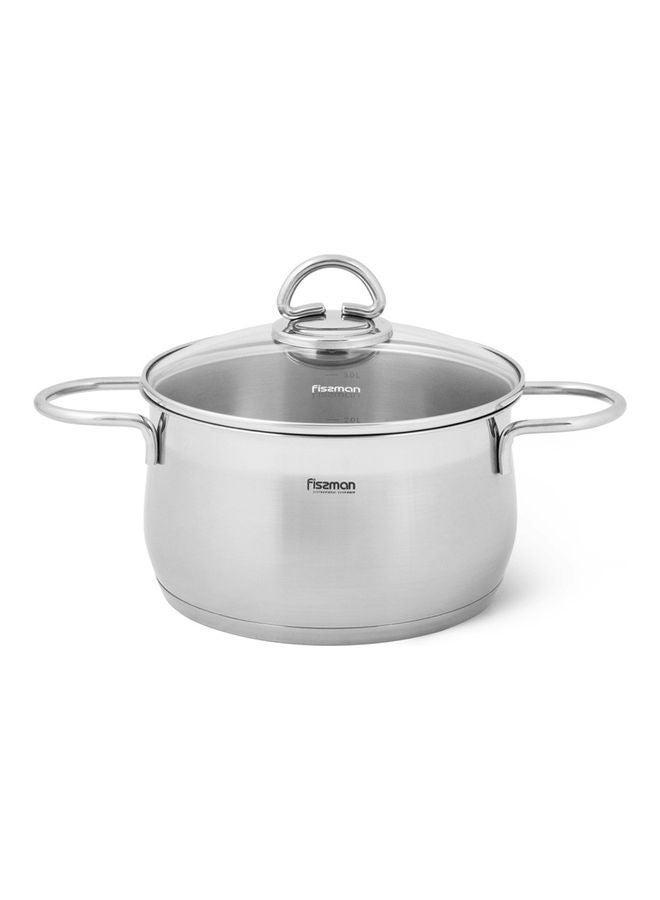 Stainless Steel Stockpot With Glass Lid Silver 11.5 x 20cm