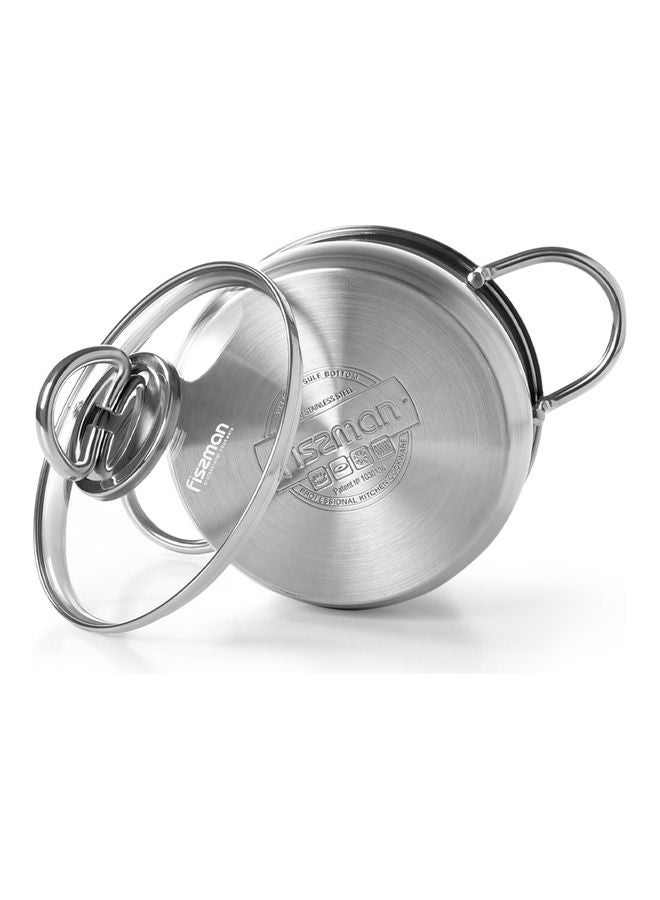 Stainless Steel Stockpot With Glass Lid Silver 11.5 x 20cm