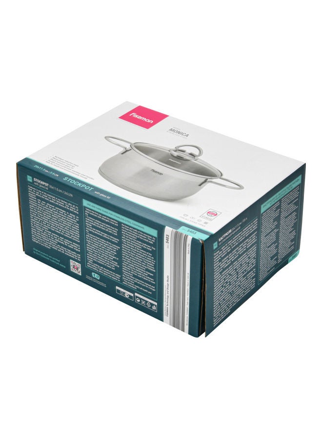 Stainless Steel Stockpot With Glass Lid Silver 11.5 x 20cm