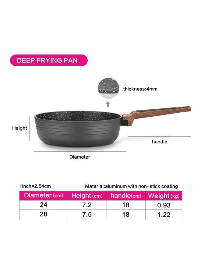 Aluminum With Non-Stick Coating Deep Frying Pan Diamond Black/Brown 24x7.2cm