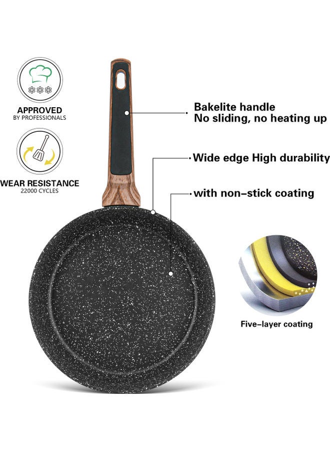 Aluminum With Non-Stick Coating Deep Frying Pan Diamond Black/Brown 24x7.2cm