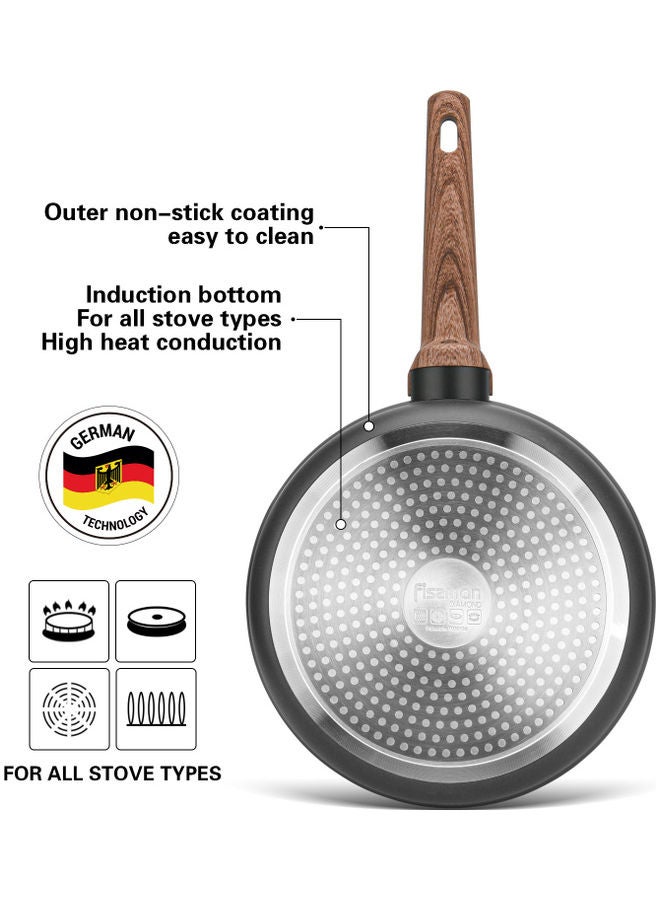 Aluminum With Non-Stick Coating Deep Frying Pan Diamond Black/Brown 24x7.2cm
