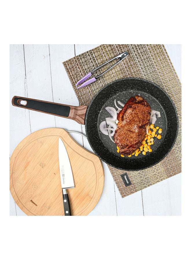Aluminum With Non-Stick Coating Deep Frying Pan Diamond Black/Brown 24x7.2cm