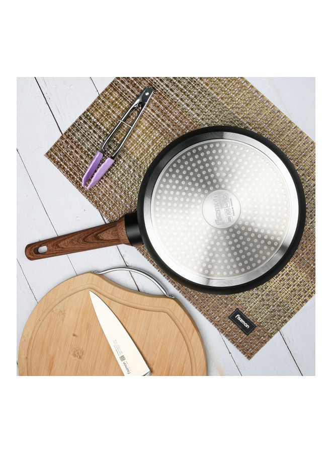 Aluminum With Non-Stick Coating Deep Frying Pan Diamond Black/Brown 24x7.2cm