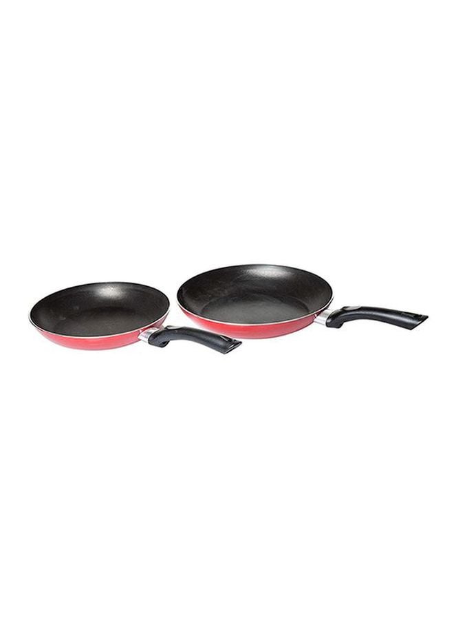 2-Piece Fry Pan Set Black/Red Frying Pan 24 Cm, Flat Tawa 28cm