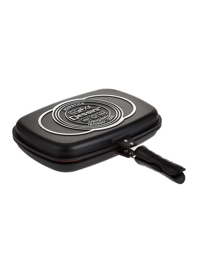 High Quality Non-Stick Double Sided Pressure Frying Pan Black/Silver 36 x 15 x 8centimeter