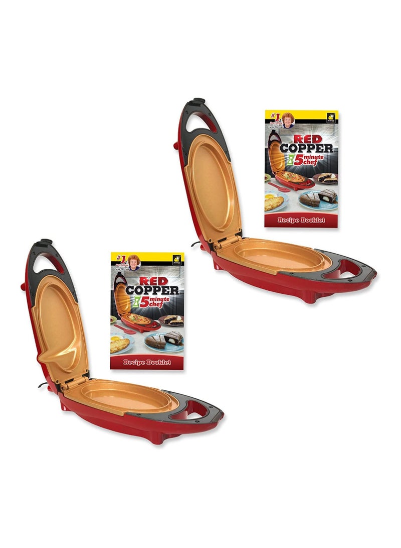 Red Copper 5 Minute Chef Electric Frying Pan Smokeless Nonstick Pan Steak