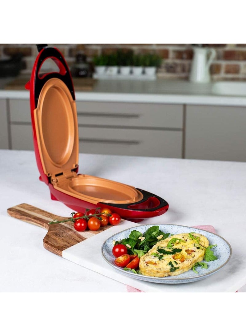 Red Copper 5 Minute Chef Electric Frying Pan Smokeless Nonstick Pan Steak