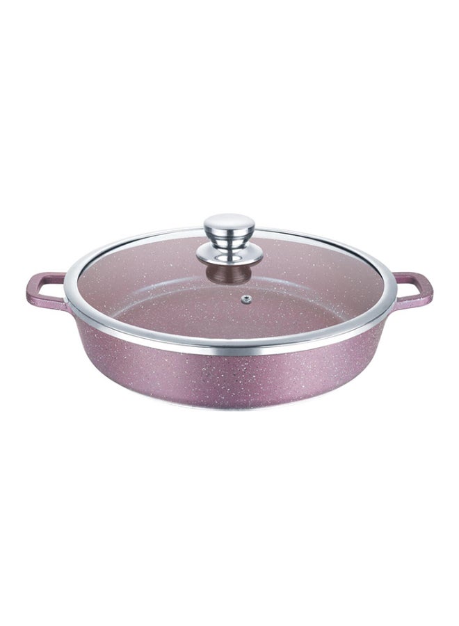 Granite Flat Cookware With Lid Purple 32centimeter