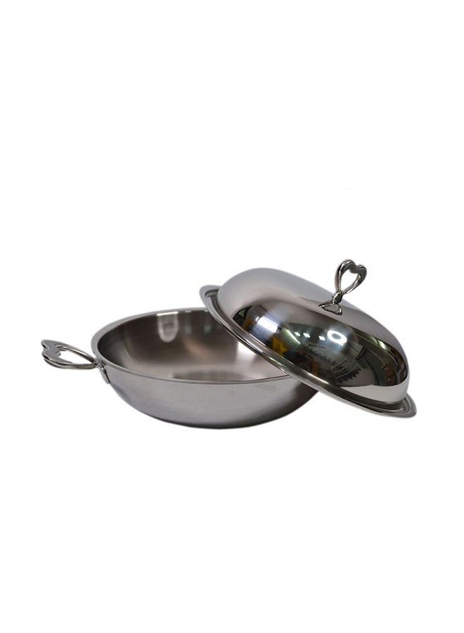 Naples Stainless Steel Wok With Lid Steel 32 Centimeter