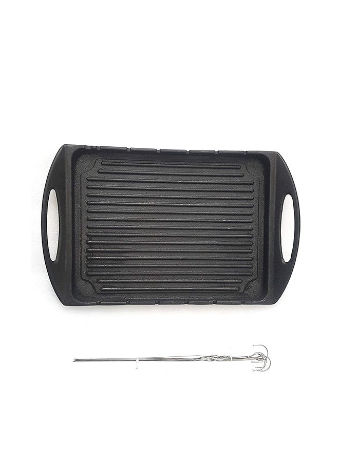 Pre-Seasoned Cast Iron Grill Plate Black 26x33x6cm