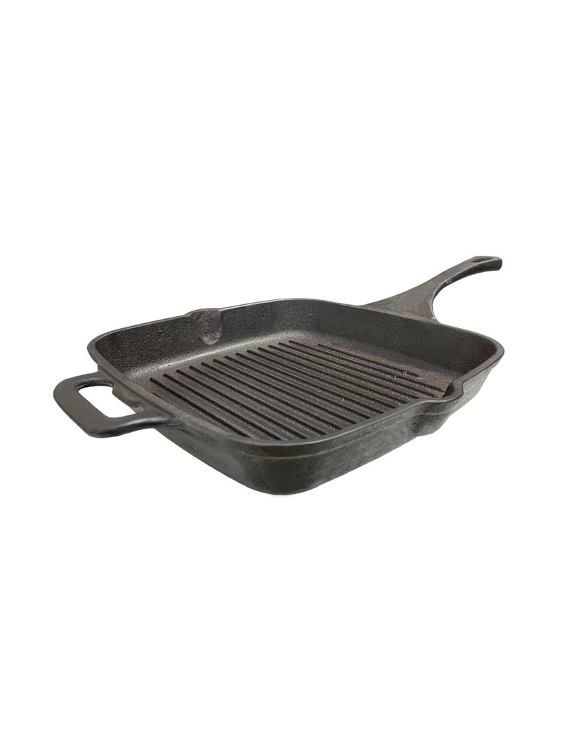 Pre-Seasoned Cast Iron Grill Pan Black 26cm