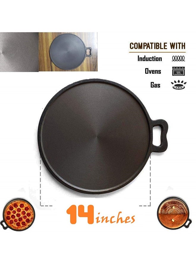 Pre-Seasoned Cast Iron Tawa Griddle Black 14inch