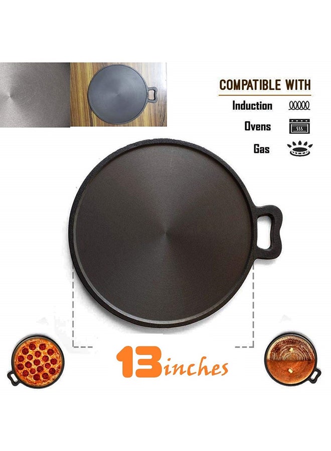 Pre-Seasoned Cast Iron Tawa Griddle Black 13inch