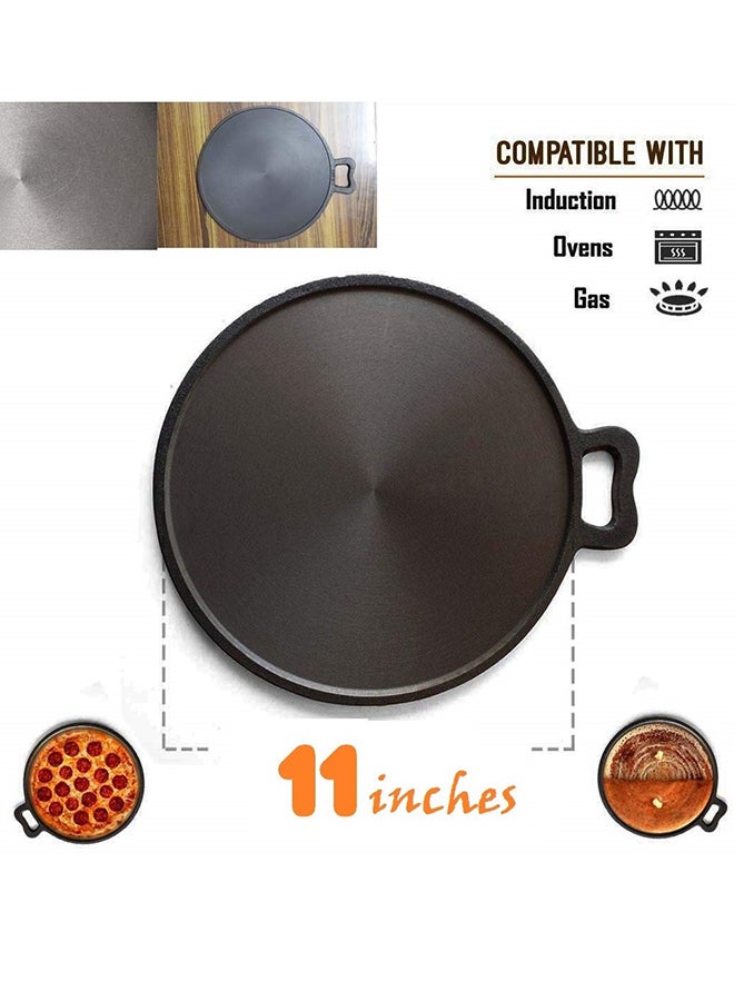 Pre-Seasoned Cast Iron Dosa Tawa Griddle Black 11inch