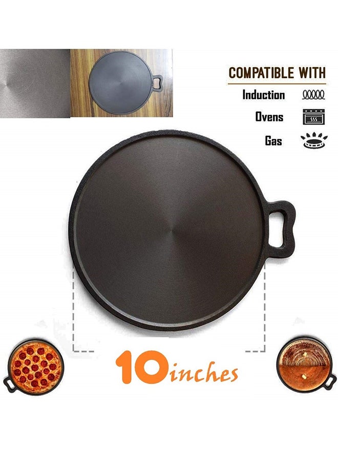 Pre-Seasoned Cast Iron Dosa Tawa Griddle Black 10inch