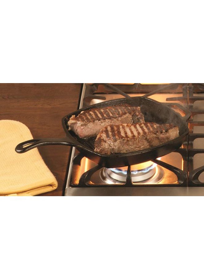 Pre-Seasoned Cast-Iron Square Grill Pan Black 10.5x1.75x10.5inch