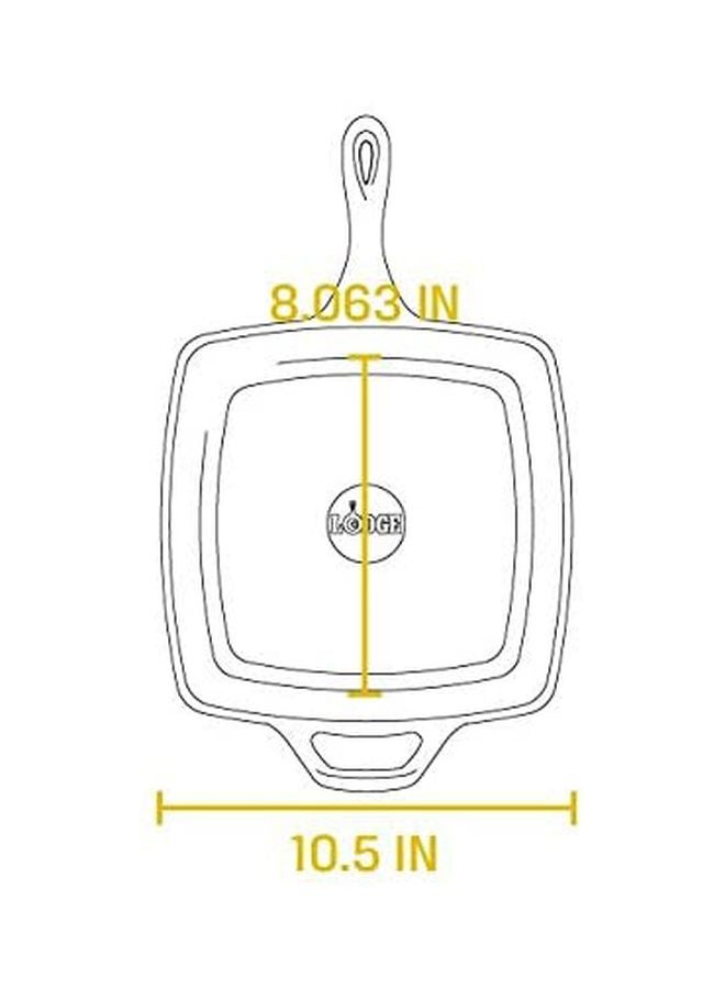 Pre-Seasoned Cast-Iron Square Grill Pan Black 10.5x1.75x10.5inch