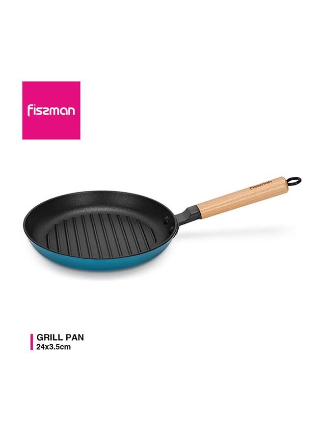Square Grill Pan Enamel Cast Iron With Helper Handle Seasoned For Non-Stick Surface Cookware Range,Chef Grill Safe Kitchen Skillet Restaurant with Easy Grease Drain Spout, Great Grilling 28cm
