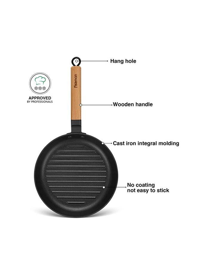 Square Grill Pan Enamel Cast Iron With Helper Handle Seasoned For Non-Stick Surface Cookware Range,Chef Grill Safe Kitchen Skillet Restaurant with Easy Grease Drain Spout, Great Grilling 28cm