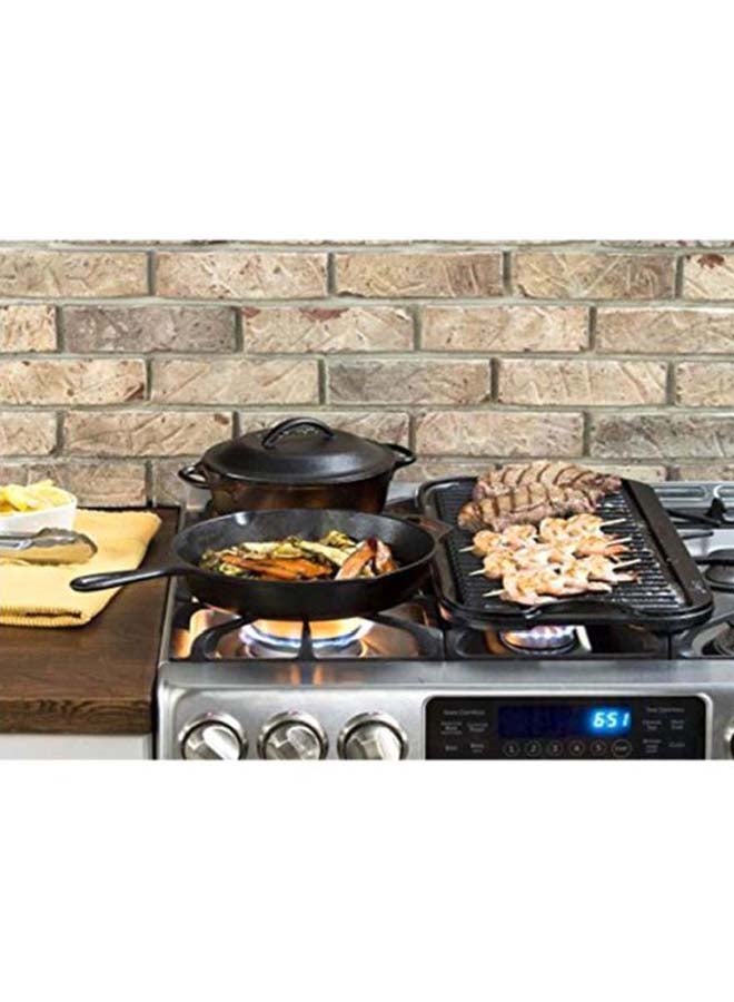 Cast Iron Grill Pan Black 17.2x10.5x2.6inch