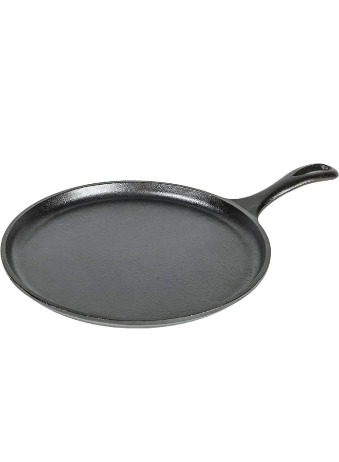 Lodge L9Og3 Griddle Pre-Seasoned Round Pan Perfect For Pancakes, Pizzas, And Quesadillas, Black, W 27.0 X H 3.8 X L 40.3 cm, Cast Iron, 10.5 Inch
