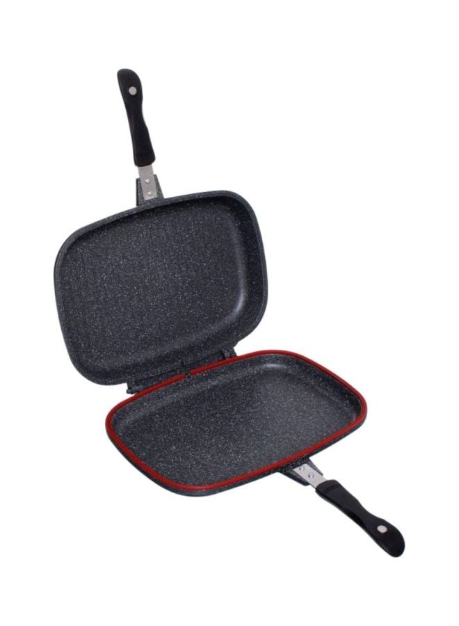 2-Piece Non-Stick Double Grill Pan Set Black 36cm