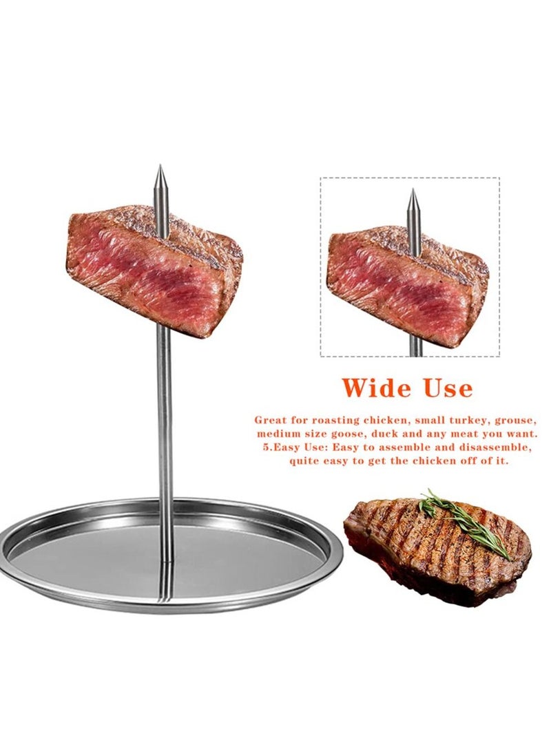 BBQ Vertical Skewer, Stainless Steel Barbecue Skewer Grill, Chicken Rack Roaster, Charcoal Smoker Grill Roasting Stand, Vertical Grilling Rack Meat for Turkey, Kebab