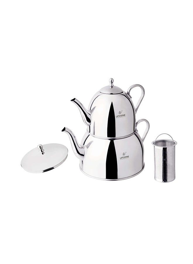 2-Piece Double Kettle with Infuser Silver