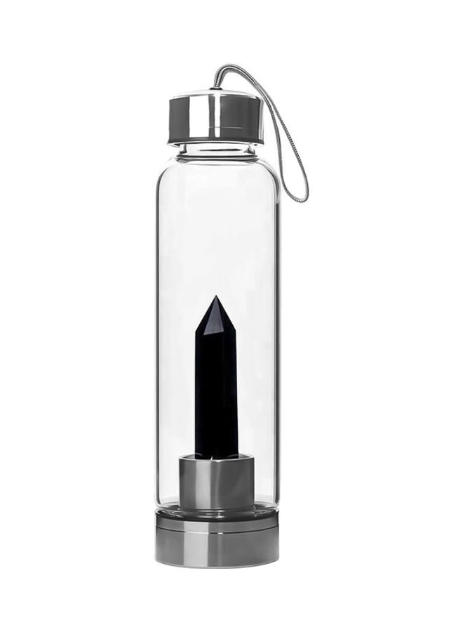 Water Bottle with Removable Gemstone Black