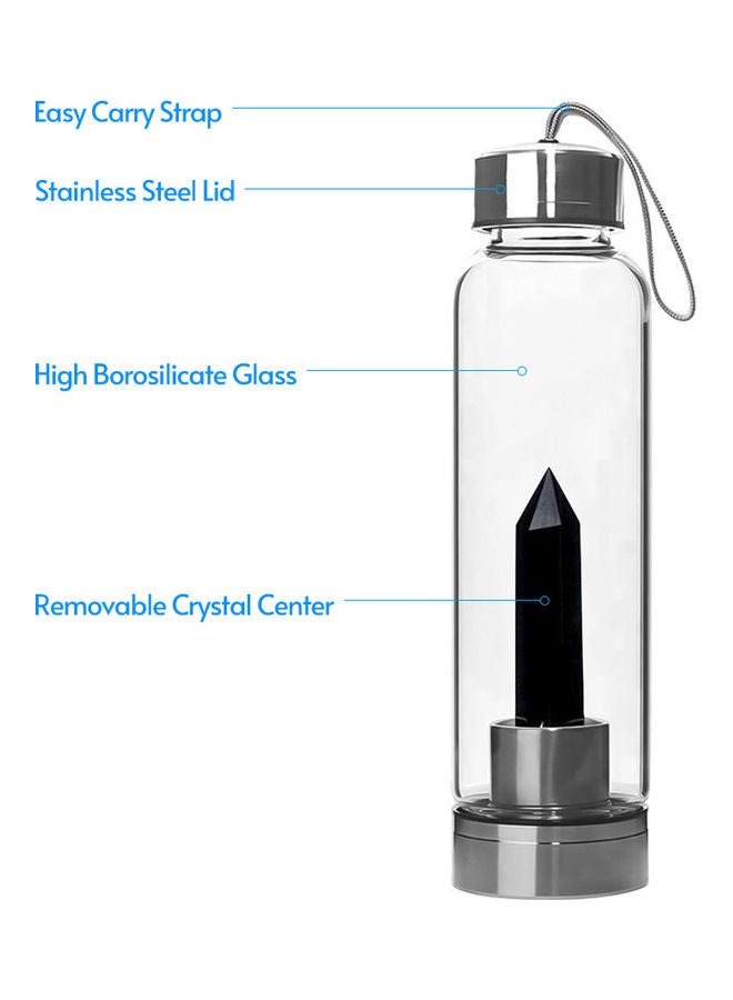 Water Bottle with Removable Gemstone Black