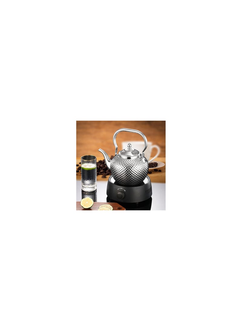 Teapot  stainless steel Water Boilers Loose Leaf Tea Maker Water Kettle for Gas(1500ml, silver) SILVER