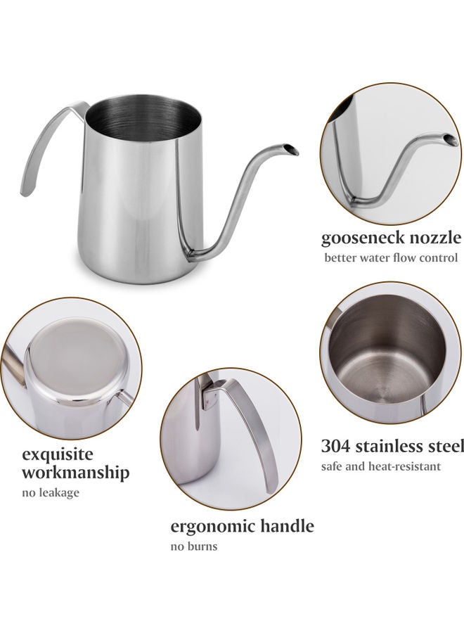 Stainless Steel Coffee Kettle Silver