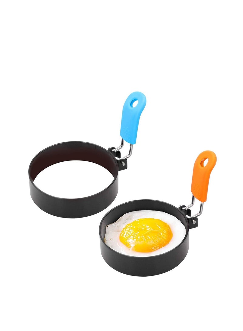 Egg Ring, Stainless Steel Cooking Rings Set, Round Omelette Mold for Frying English Muffins Pancake Sandwiches, Breakfast Household Mold, Sandwich Hamburger 2 Pack