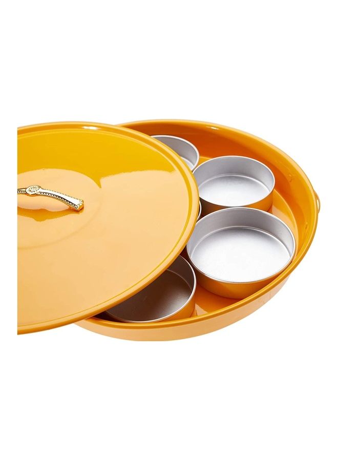 Tray With 7-Serving Plates Yellow/Silver 41x10x44cm