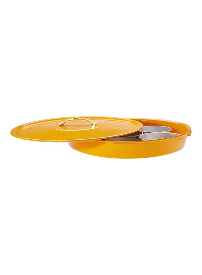 Tray With 7-Serving Plates Yellow/Silver 41x10x44cm