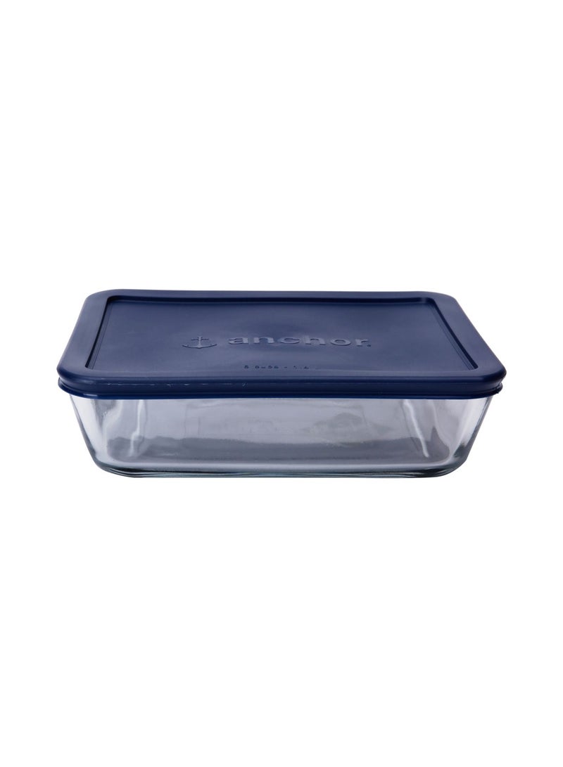 6-Cup Rectangular Storage Bowl With Lid Blue
