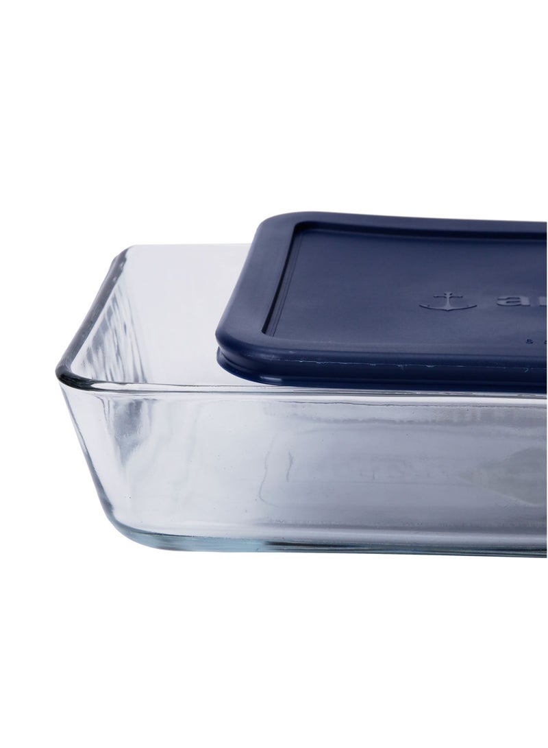 6-Cup Rectangular Storage Bowl With Lid Blue