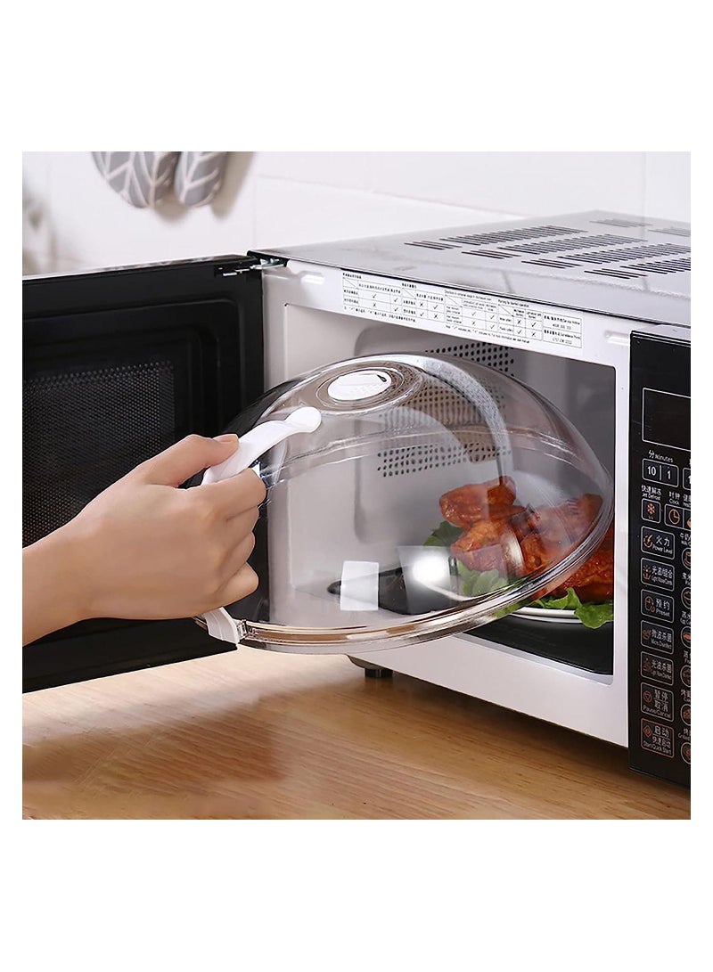 10.5 Inchs Microwave Splatter Cover for Food Clear Like Glass Microwave Splash Guard Cooker lid Dish bowl Plate Serving Cover with Steam Vent BPA-Free Safe Plastic