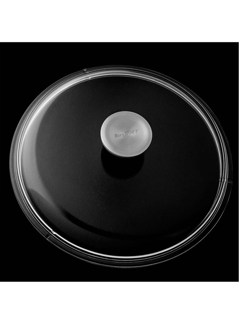 Berghoff Gem Aluminium SautePan With Lid & 2 Handle, Suitable for all hobs, including induction Black/Clear 28centimeter 4.6 ltr