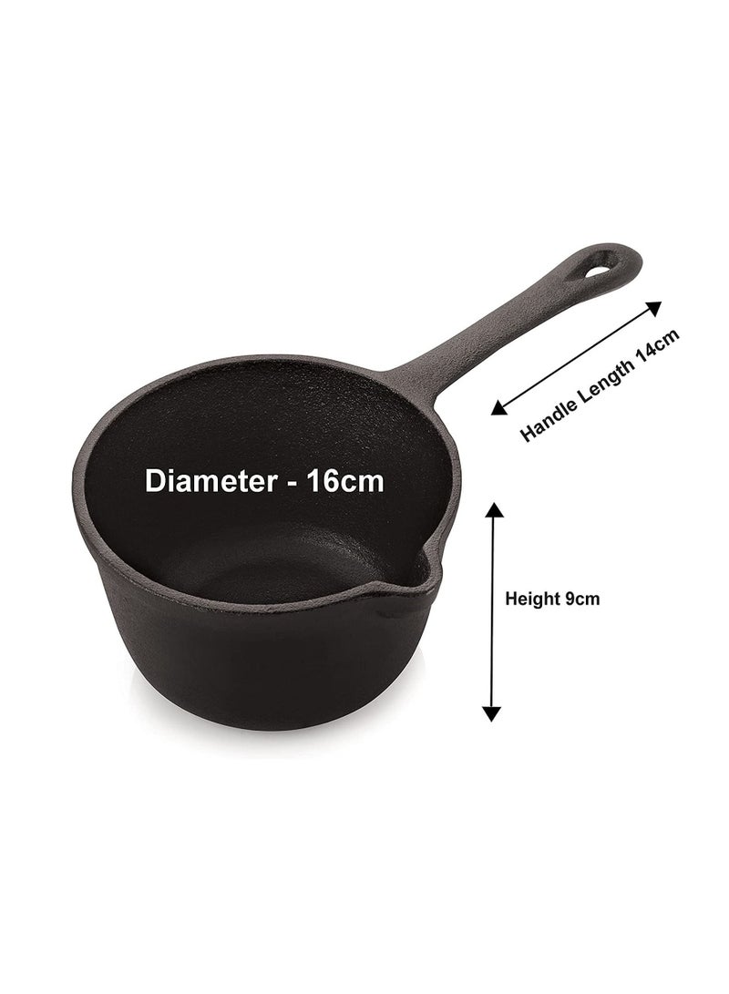 Pre Seasoned Cast Iron Sauce Pan ,15cm, 1Liter