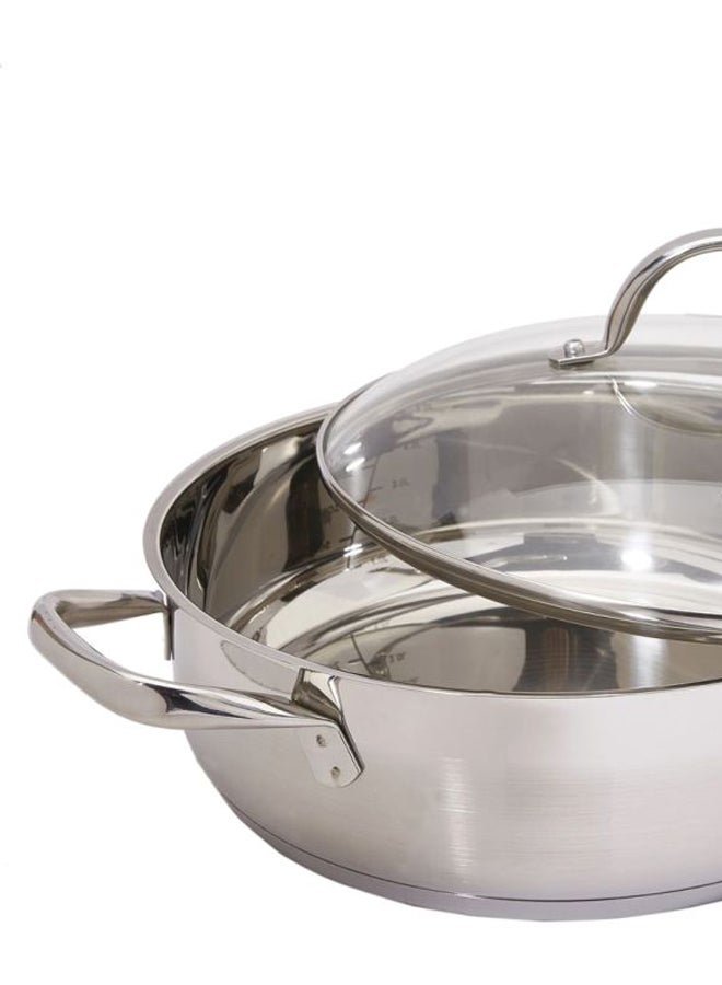 Shallow Pot With Glass Lid Shiny, Matt 28cm