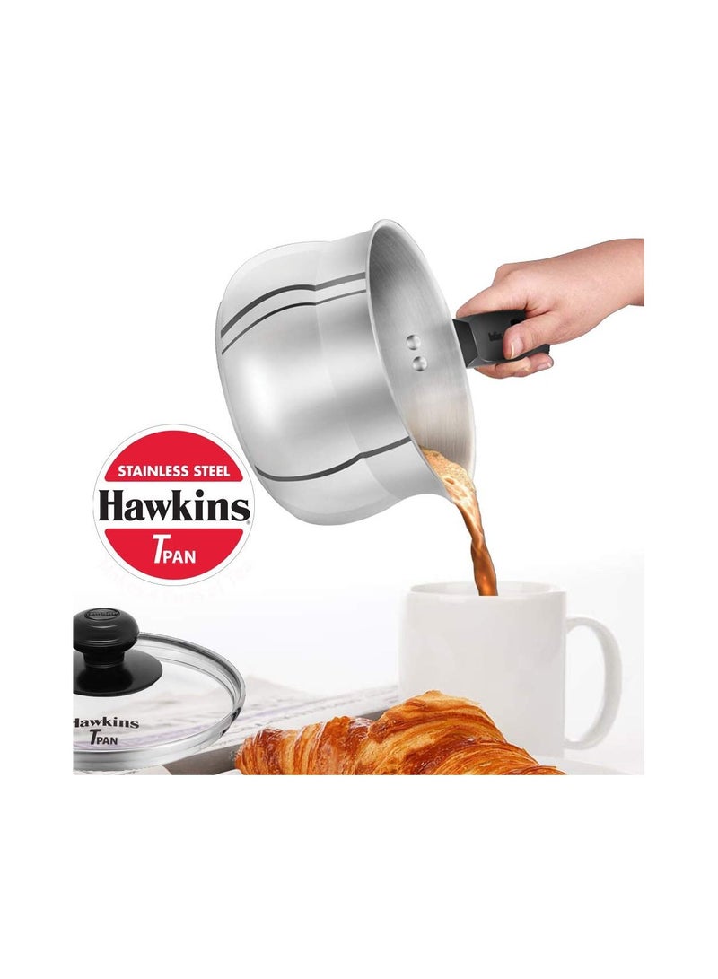 Hawkins 1.5 Litre Tpan Stainless Steel Tea Pan with Glass Lid Induction Silver SST15G