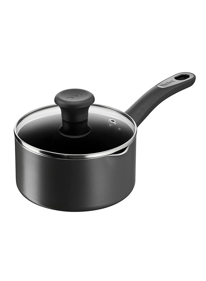 Non-Stick G6 Delicia Aluminium Saucepan With Glass Lid Black 16cm