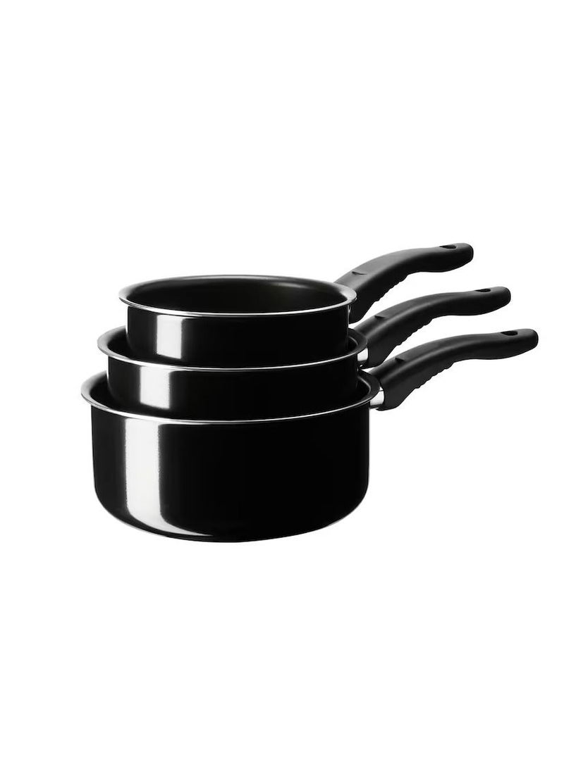 Saucepan, set of 3, black