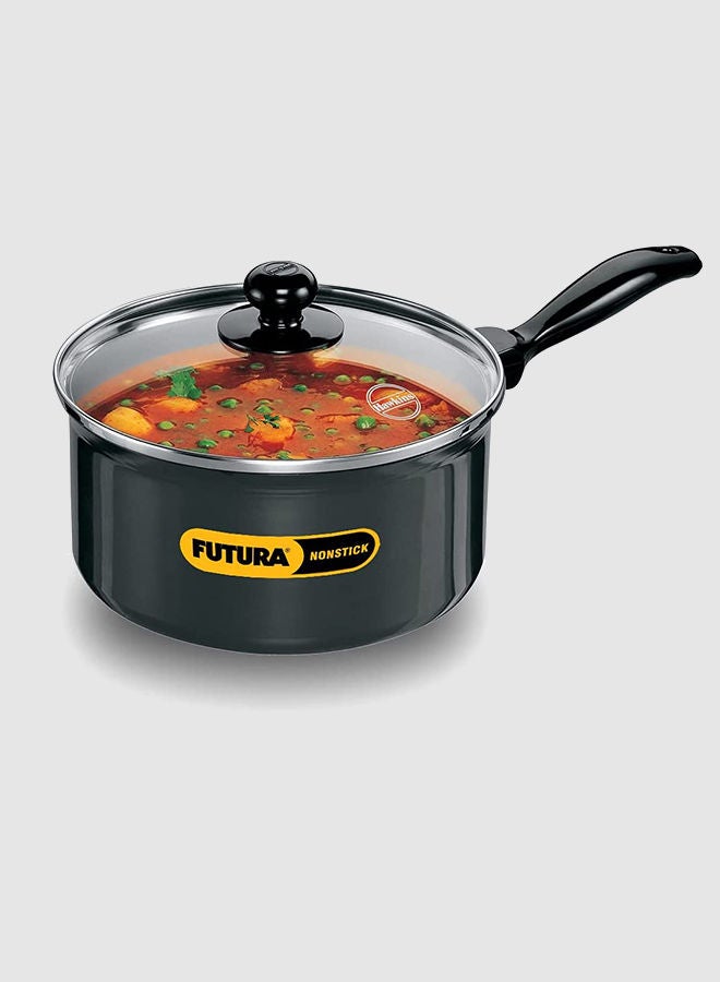 Futura Nonstick Saucepan With Glass Lid Black 3 Liter