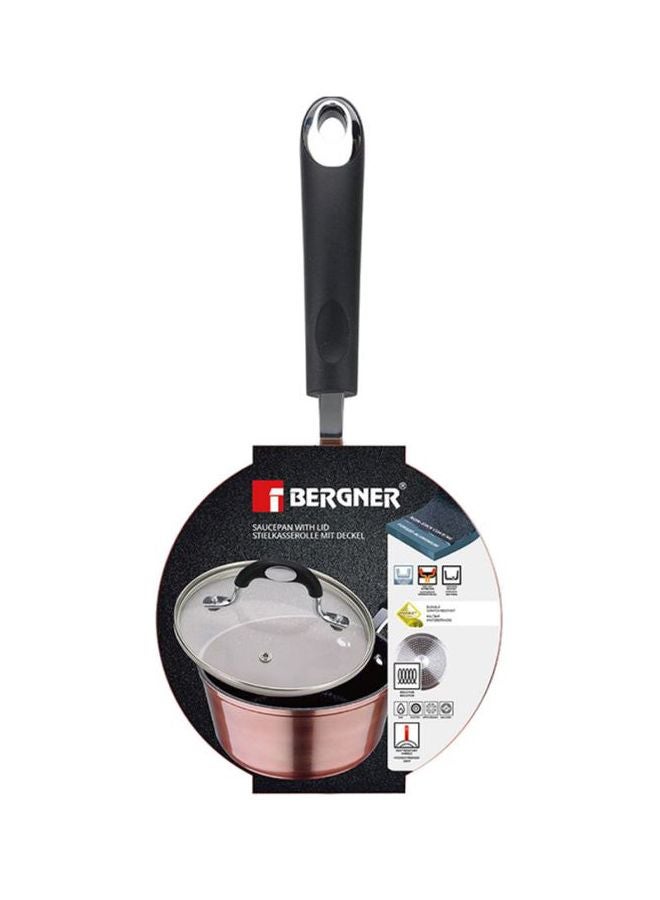 Pandora Forged Aluminium Induction Bottom Non-stick Saucepan With Lid Copper 16cm